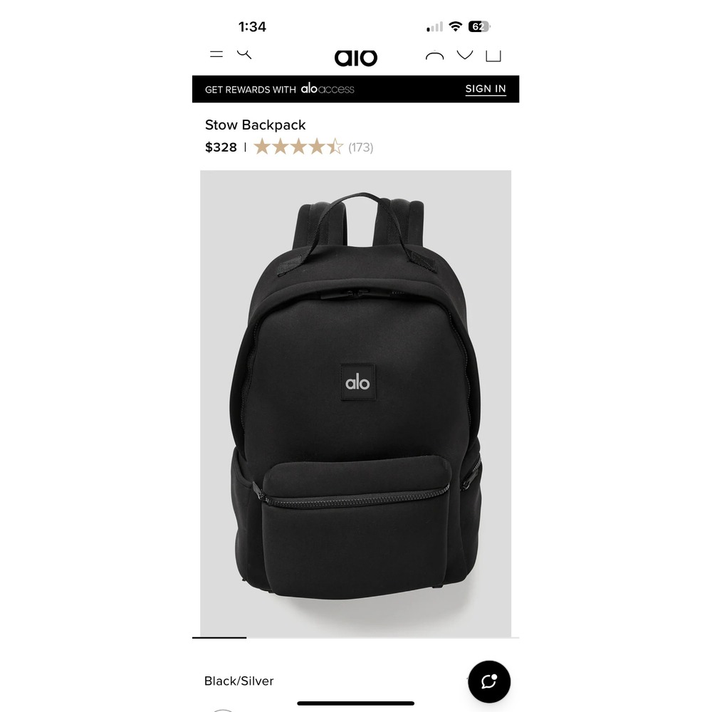 New Alo Yoga Stow Backpack Black With Detachable Pouch - NWT - Picture 7 of 7